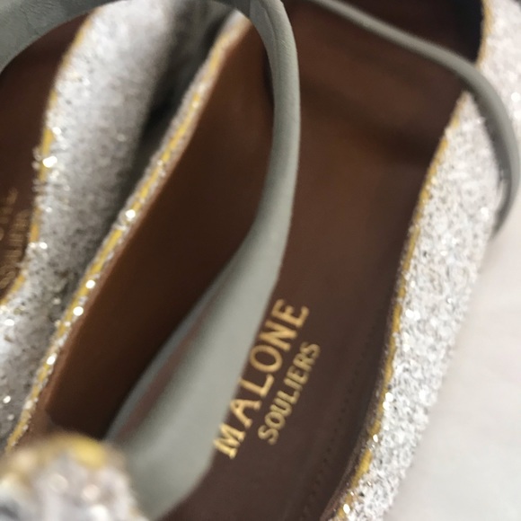 Malone Souliers Off White Glitter Robyn Flats sz 7 - Picture 3 of 11